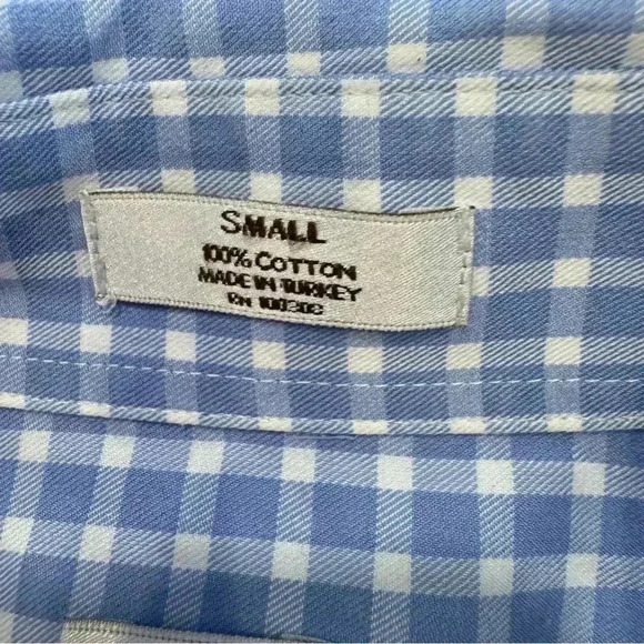 Peter Millar Shirt Mens Small Blue White Gingham Plaid Long Sleeve Button Down - Picture 4 of 8